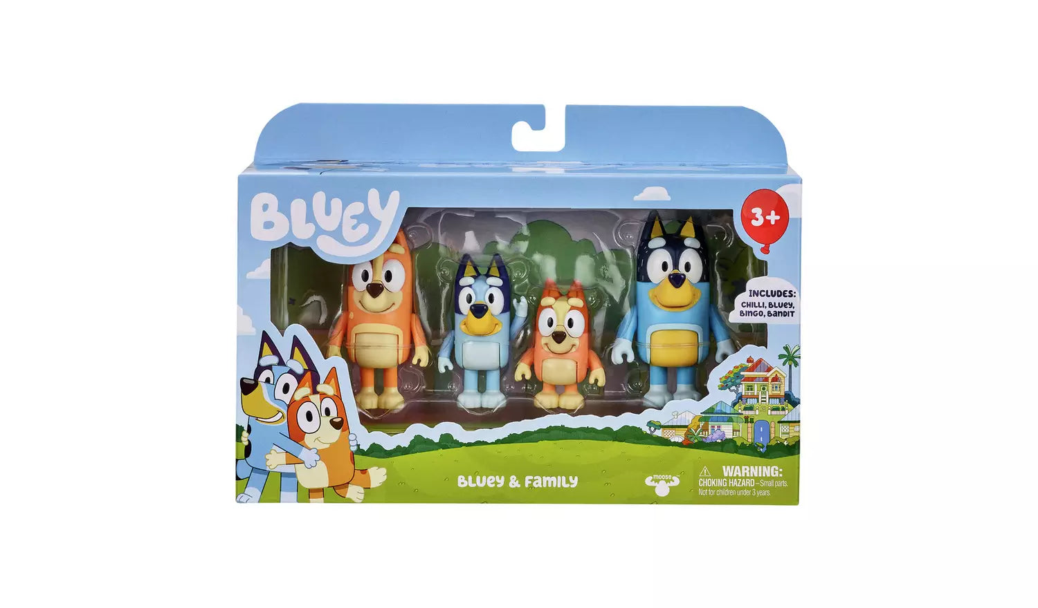 بلوي مجسمات العائلة 4 قطع شخصيات كرتونية Bluey
