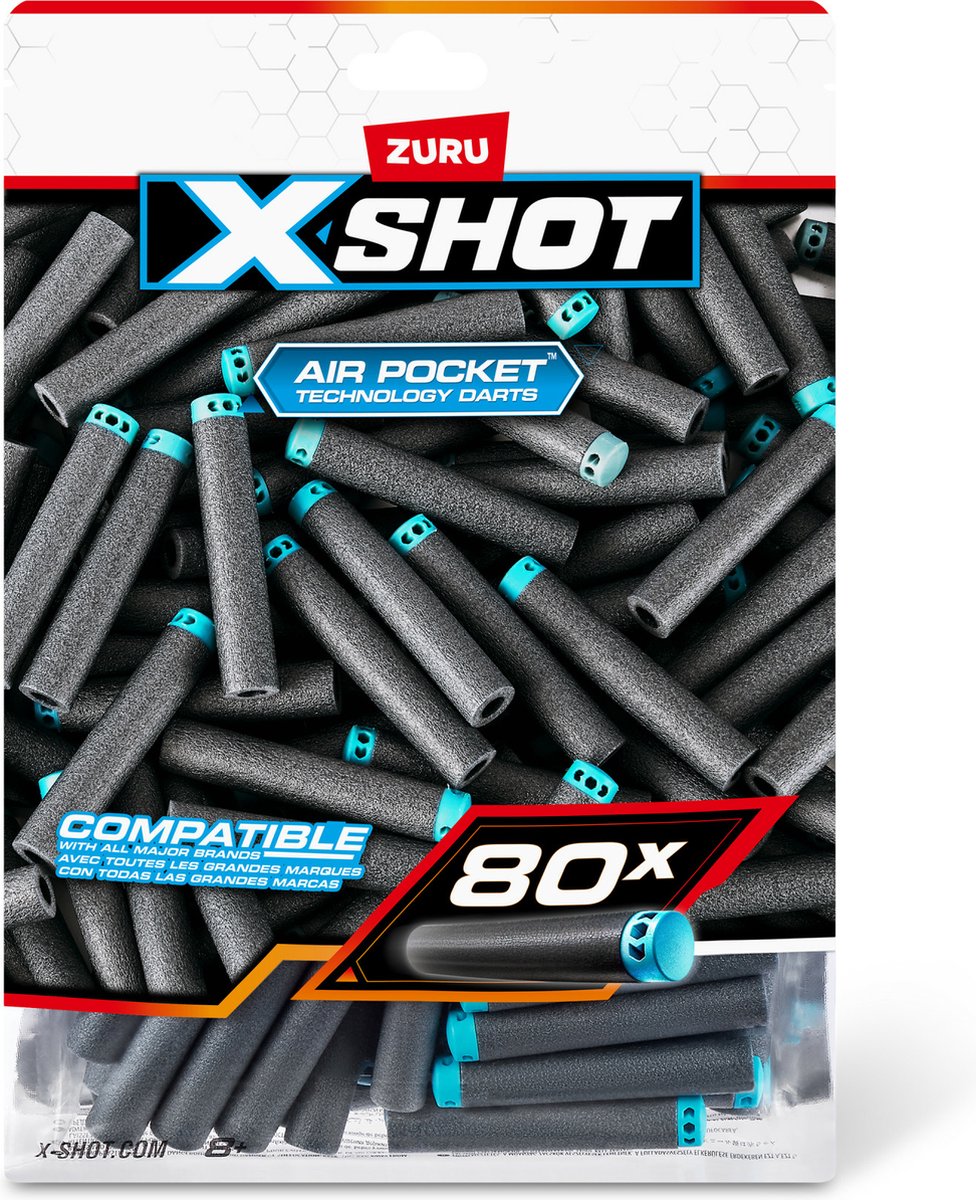 إكس شوت سهام إكسل القابلة لإعادة التعبئة 80 قطعة مسدسات مطاطية Zuru