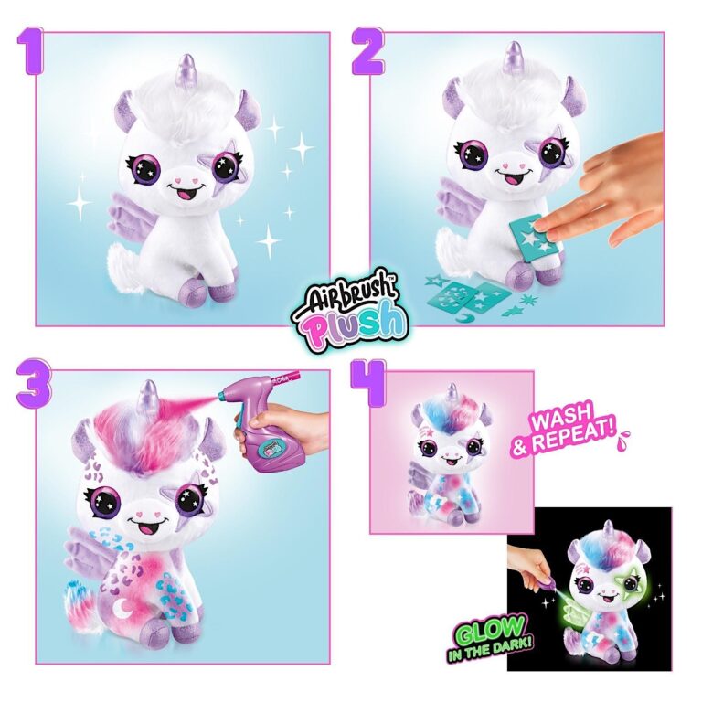 اير برش دمية يونيكورن مضيئة في الظلام الالعاب القطنية Airbrush Plush