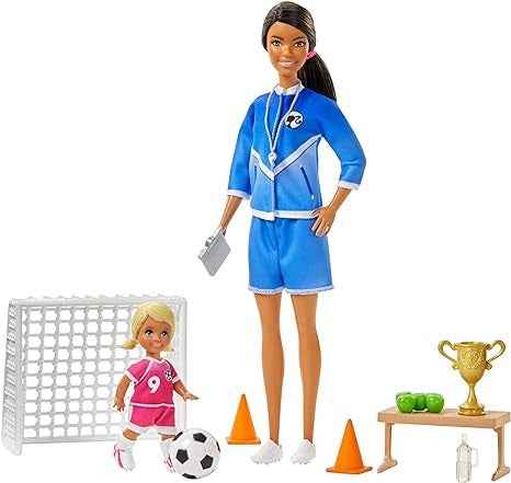 باربي دمية مدرب كرة القدم دمية مع اكسسوارات Barbie