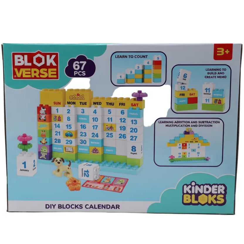 بلوك فيرس كيندر بلوكس مكعبات بناء بشكل تقويم 68 قطعة مكعبات التركيب BLOK VERSE