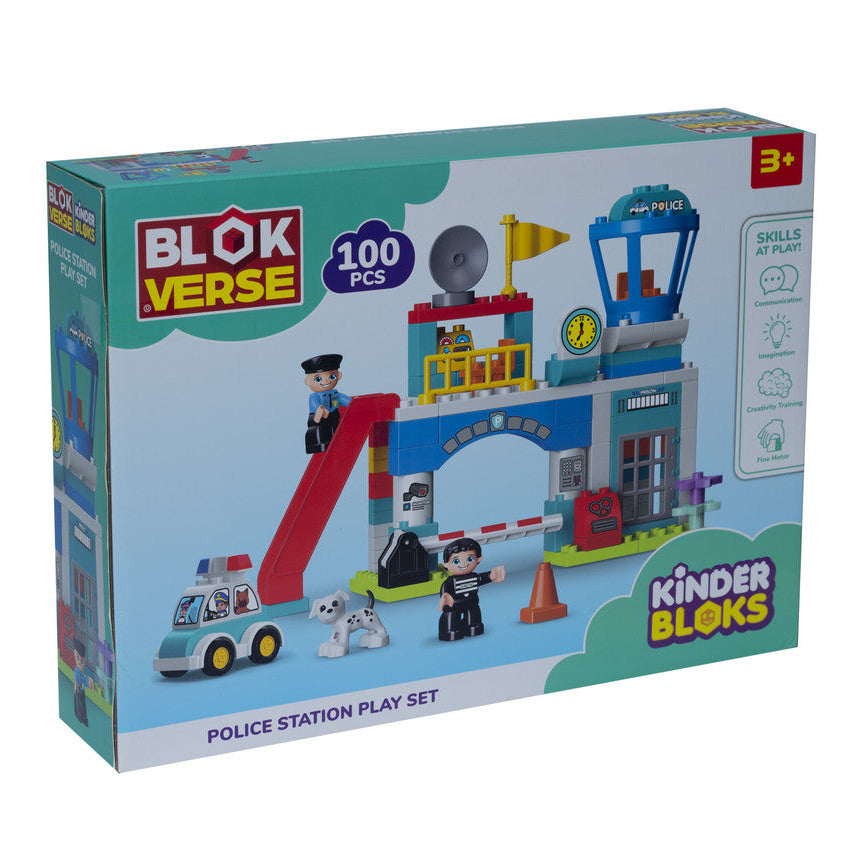 بلوك فيرس كيندر بلوكس مركز الشرطة 100 قطعة مكعبات التركيب BLOK VERSE