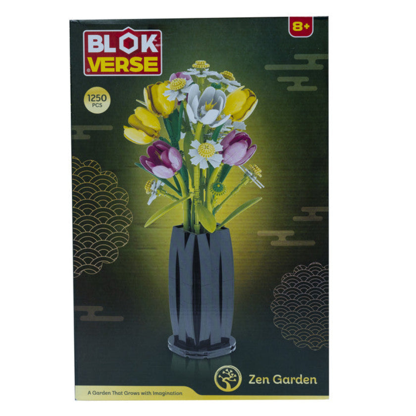 بلوك فيرس جاردن زهور في وعاء أسود 1250 قطعة مكعبات التركيب BLOK VERSE