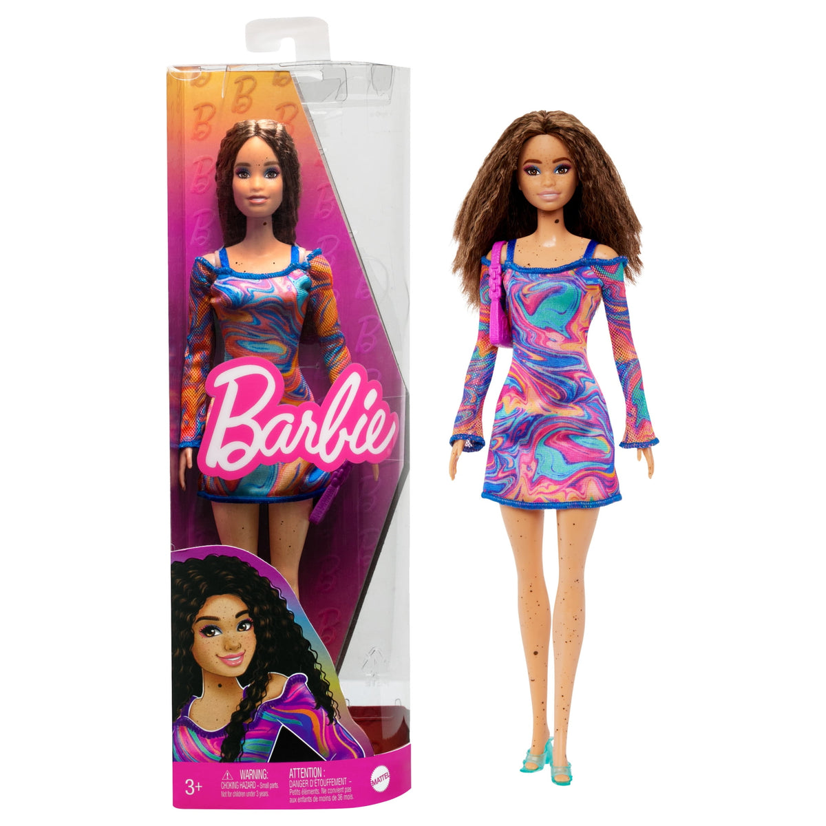 باربي دمية فاشونيستاس بشعر مجعد ونمش دمى الشخصيات Barbie