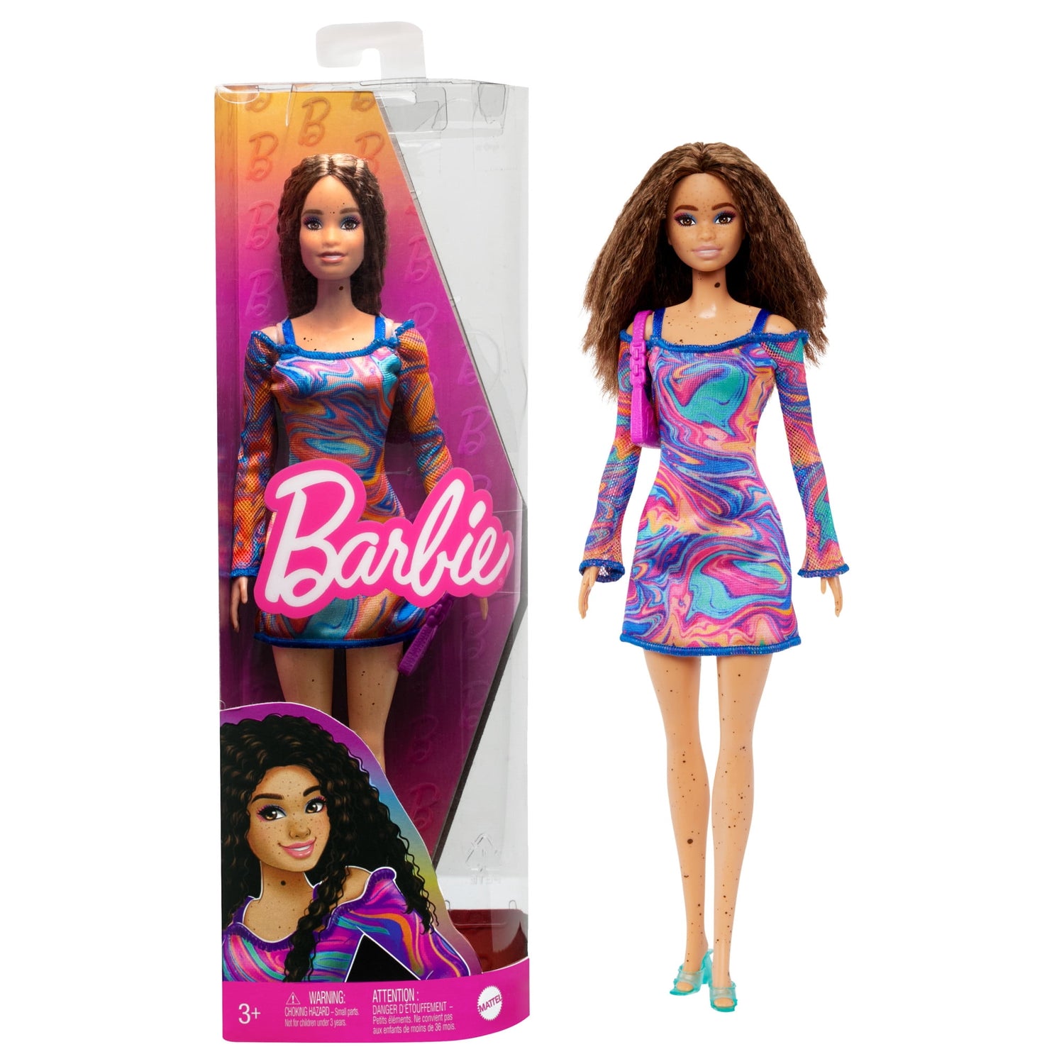 باربي دمية فاشونيستاس بشعر مجعد ونمش دمى الشخصيات Barbie