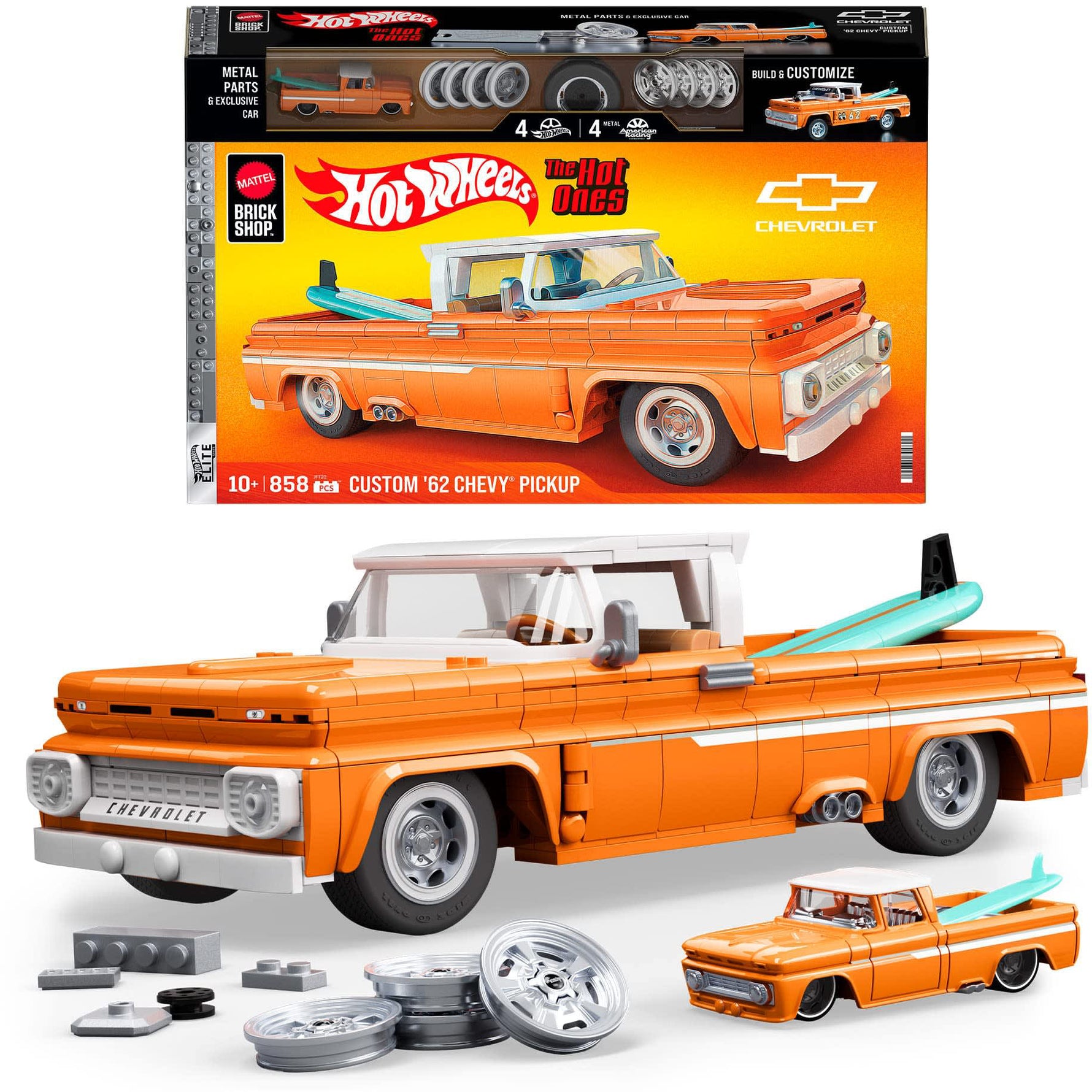 هوت ويلز مجموعة بناء وتركيب سيارة شيفروليه بيك أب مكعبات التركيب HotWheels