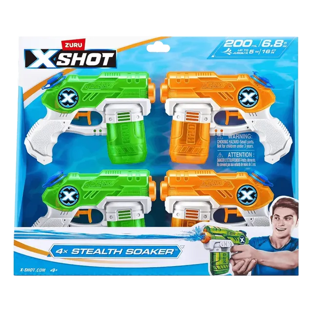 اكس شوت مسدس ستيلث مائي 4 قطع مسدسات الماء Zuru