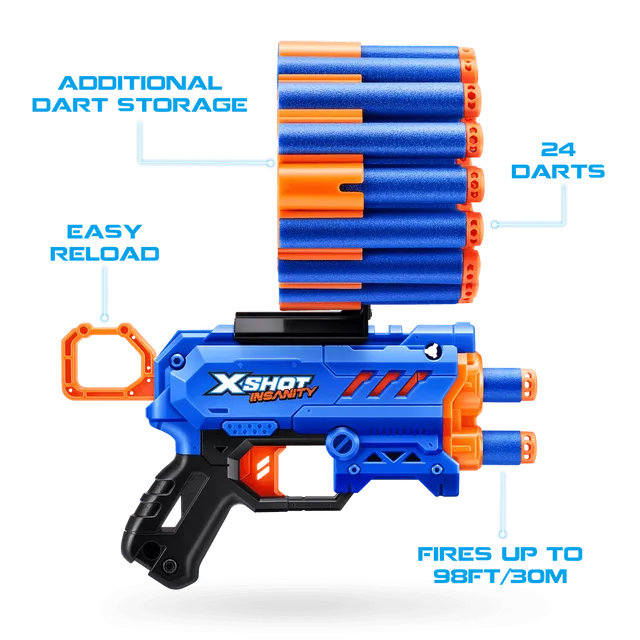 اكس شوت مسدس ميكرو مع 24 رصاصة مسدسات مطاطية Zuru