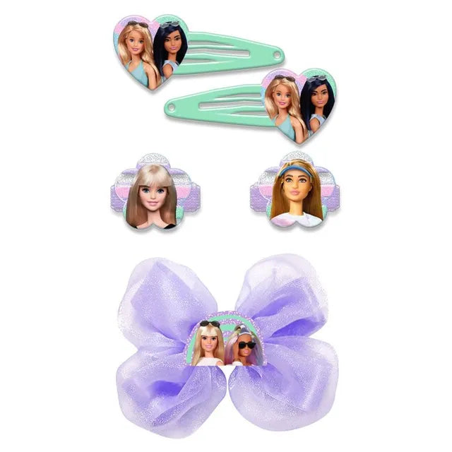 باربي مشابك شعر فيونكة 5 قطع الخرز والاكسسوارات Barbie