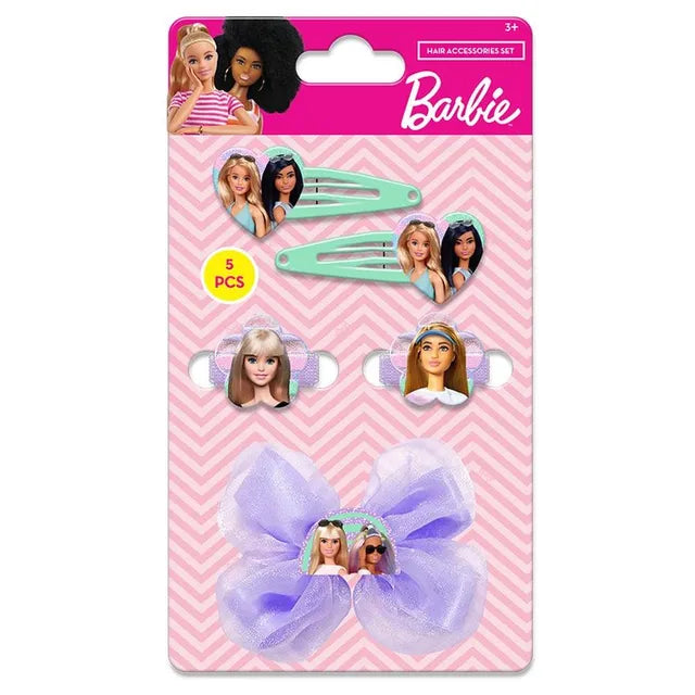 باربي مشابك شعر فيونكة 5 قطع الخرز والاكسسوارات Barbie