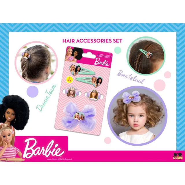 باربي مشابك شعر فيونكة 5 قطع الخرز والاكسسوارات Barbie