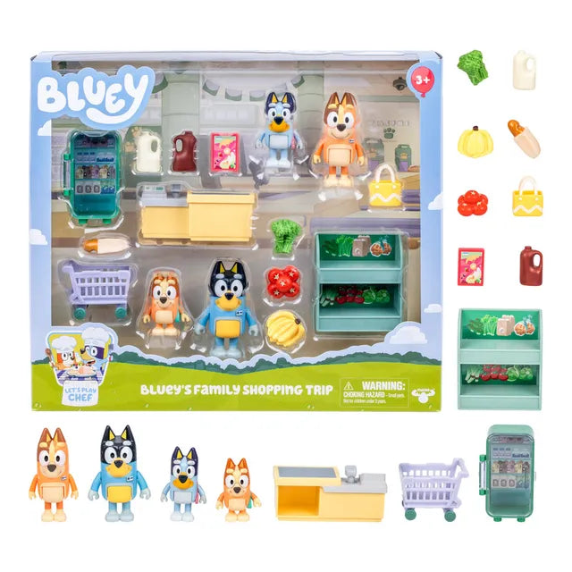 بلوي مجسمات رحلة تسوق العائلة شخصيات كرتونية Bluey