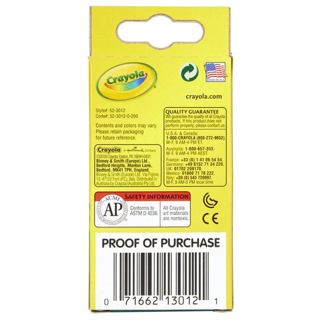 كرايولا أقلام شمع 12 قطعة رسم و تلوين Crayola