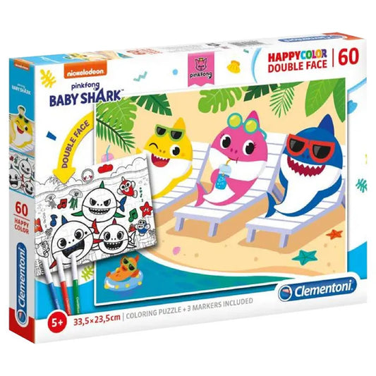 كلمنتوني بزل بوجهين بيبي شارك 60 قطعة العاب البزل Clementoni