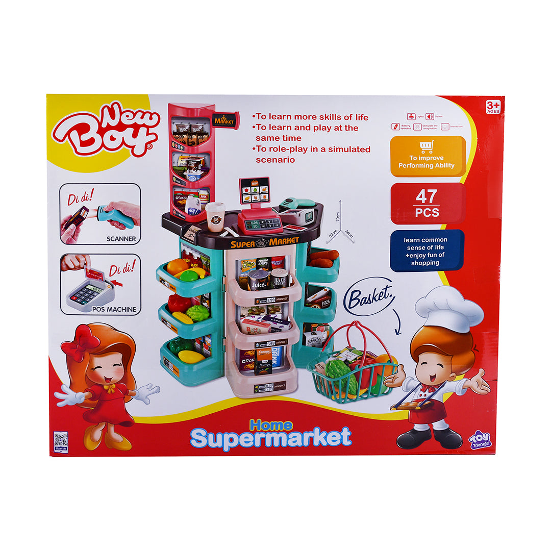 نيوبوي لعبة سوبرماركت مع اكسسوارات 47 قطعه التسوق والوظائف NewBoy