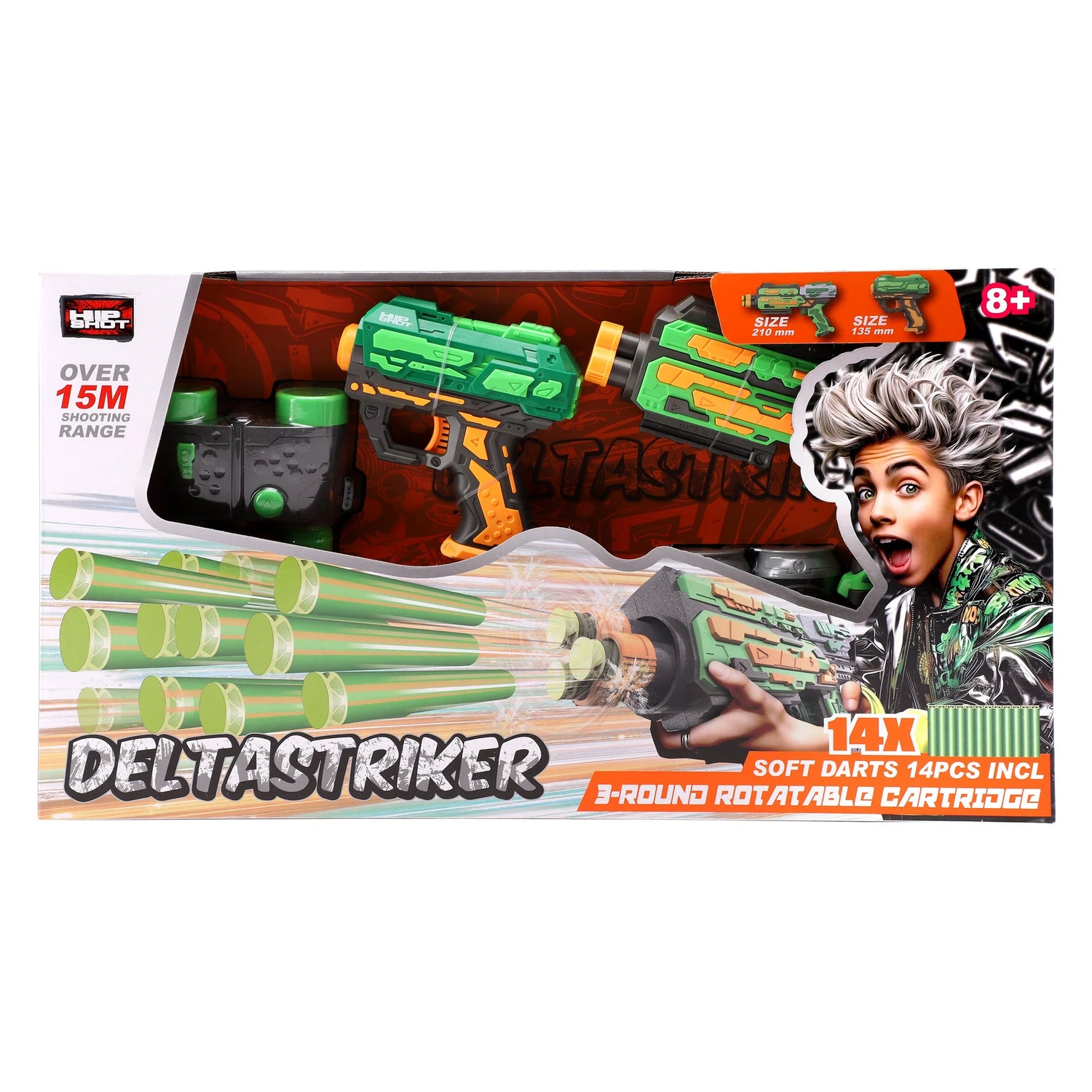 هيب شوت مسدس دلتا سترايكر ثنائية المسدسات مع 14 سهم مسدسات مطاطية Hip Shot