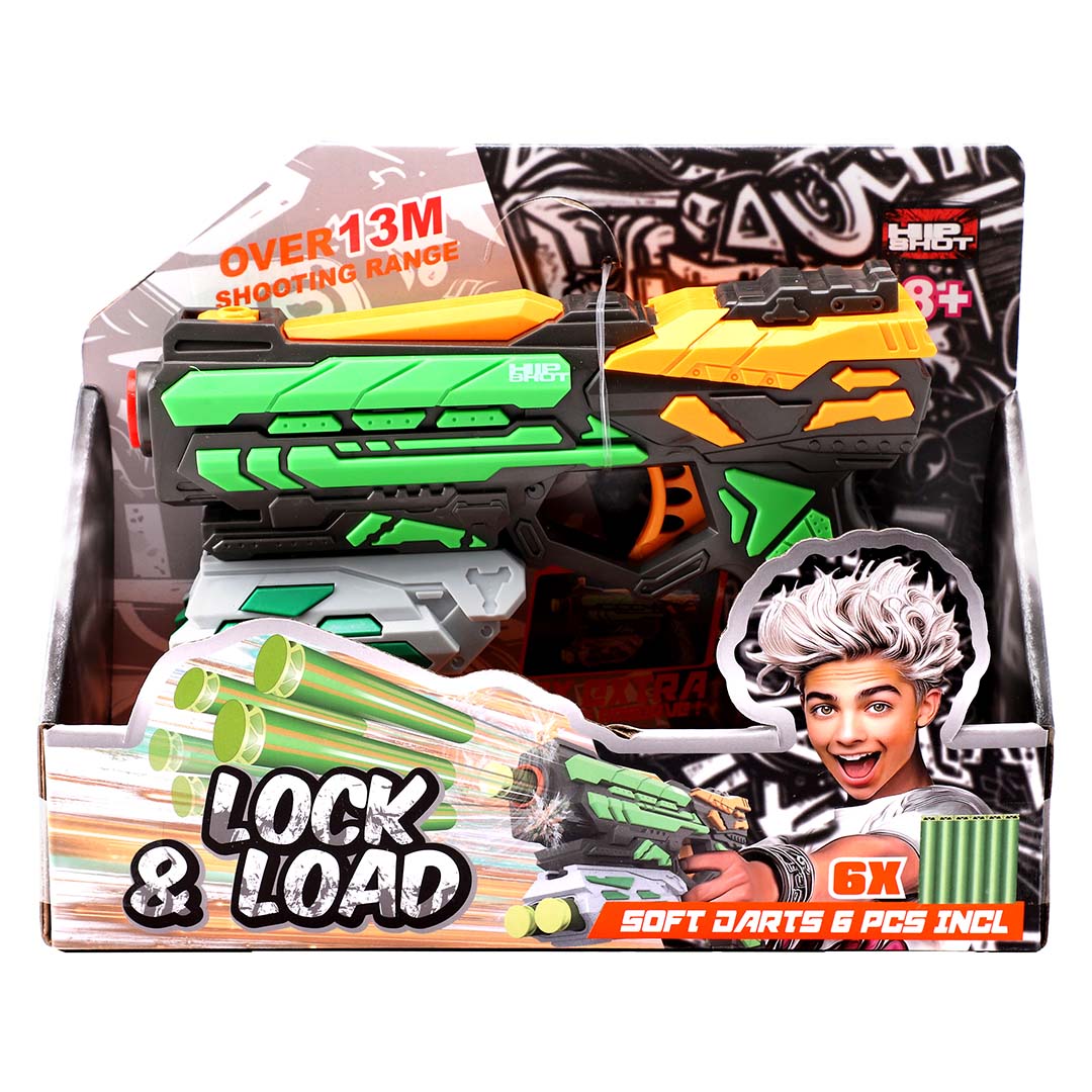 هيب شوت مسدس قابل للطي مع 6 سهام مسدسات مطاطية Hip Shot
