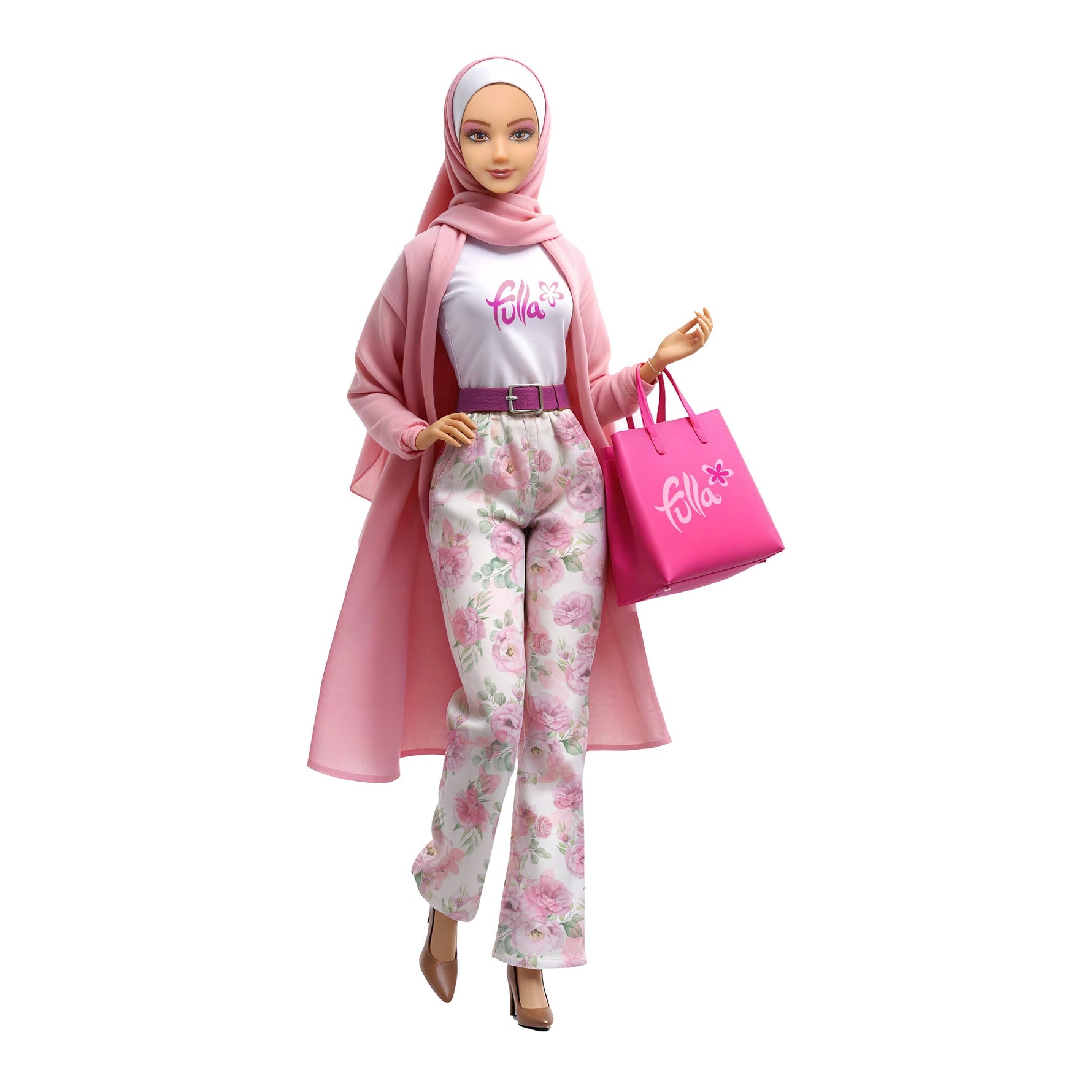 فلة دميه مع دراجة نارية باللون الوردي دمية مع اكسسوارات Fulla