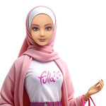 فلة دميه مع دراجة نارية باللون الوردي دمية مع اكسسوارات Fulla