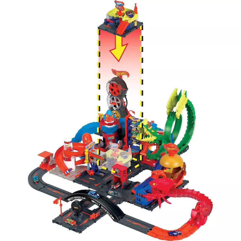 هوت ويلز سيارات داون تاون اكسبريس لغسيل السيارات مركبات مع مسار HotWheels