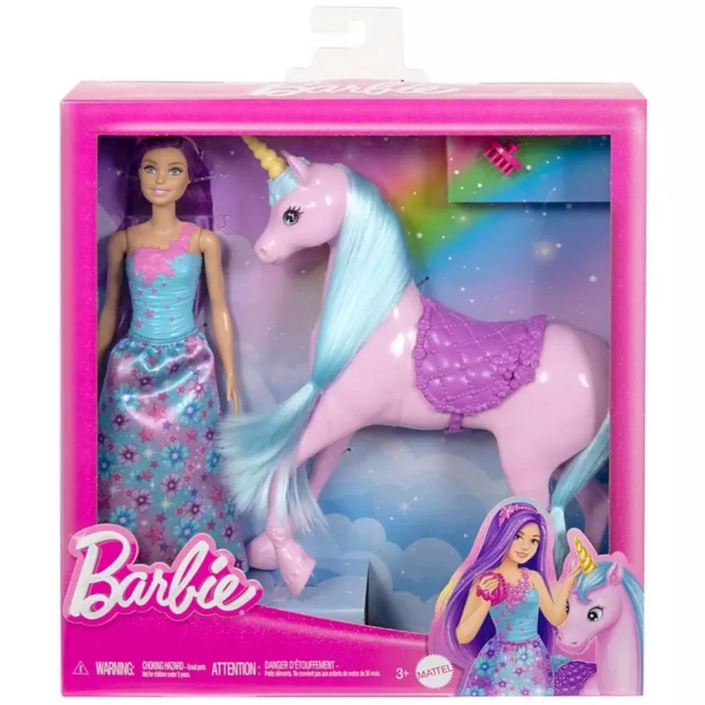 باربي دمية مع حصان يوني كورن دمية مع اكسسوارات Barbie