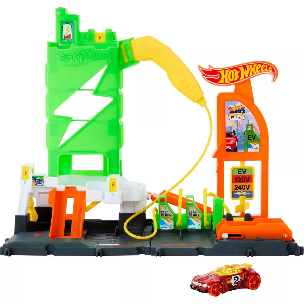 هوت ويلز محطة وقود سيتي سوبر ريتشارج مركبات مع مسار HotWheels