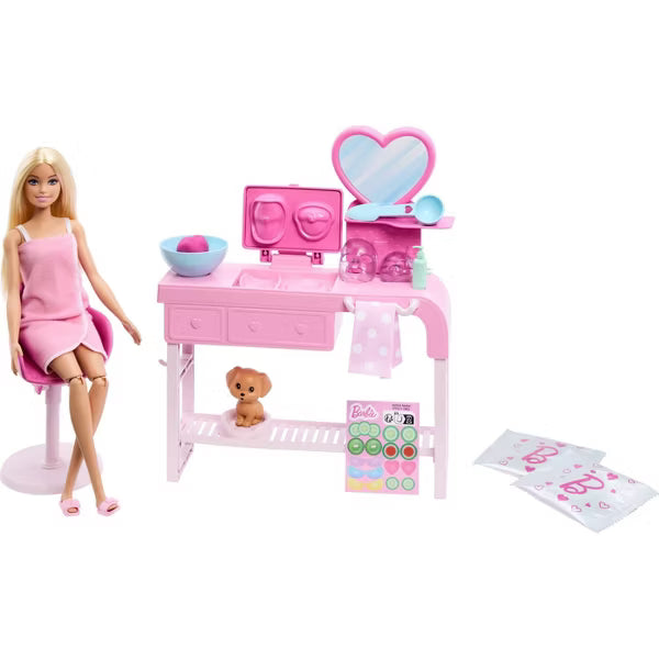 باربي دمية العناية بقناع الوجه وجلسة سبا دمية مع اكسسوارات Barbie