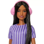 باربي دمية فاشونيستا بفستان مخطط بنفسجي دمى الشخصيات Barbie