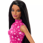 باربي دمية فاشونيستا بشعر اسود و بلوزة بطبعة نجوم وردية دمى الشخصيات Barbie