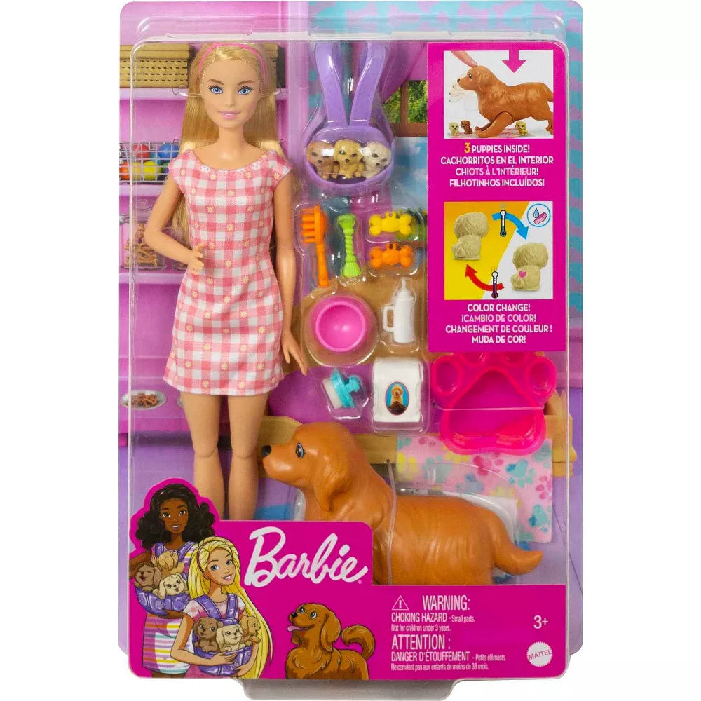 باربي دمية الجراء حديثي الولادة دمية مع اكسسوارات Barbie