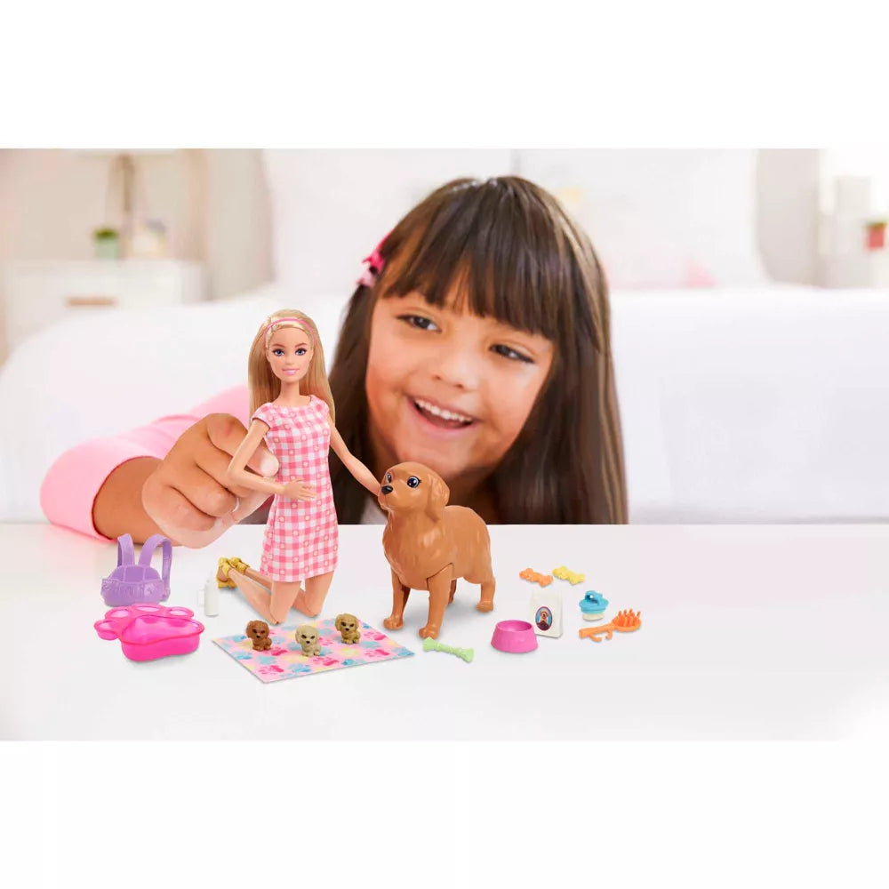 باربي دمية الجراء حديثي الولادة دمية مع اكسسوارات Barbie