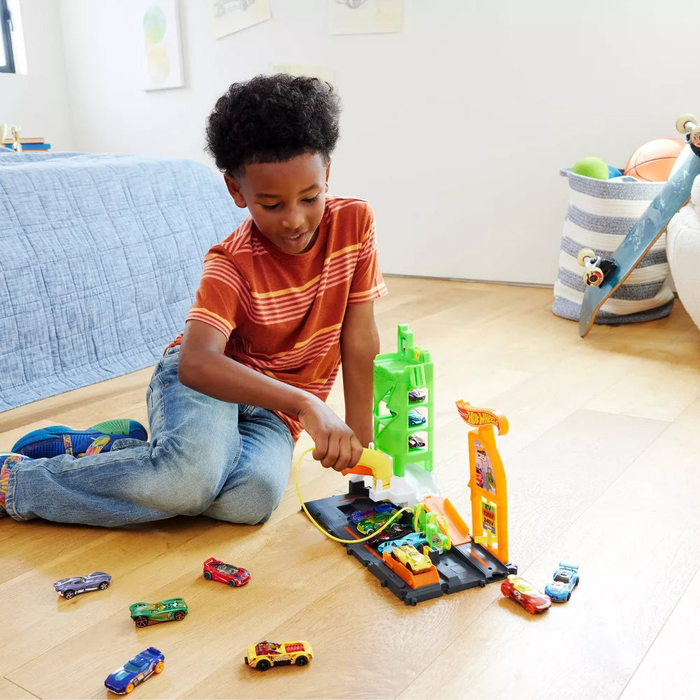 هوت ويلز محطة وقود سيتي سوبر ريتشارج مركبات مع مسار HotWheels
