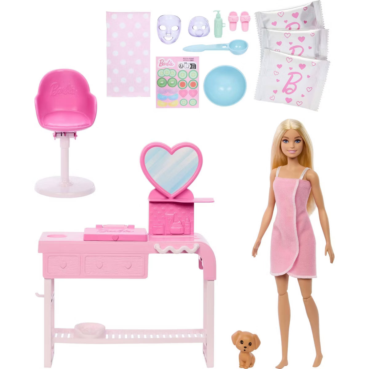 باربي دمية العناية بقناع الوجه وجلسة سبا دمية مع اكسسوارات Barbie