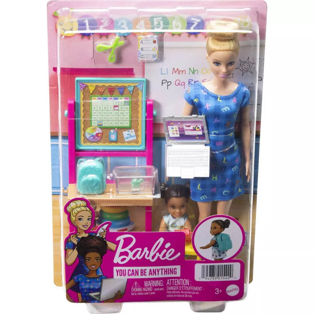 باربي دمية معلمة شقراء مع دمية صغيرة واكسسوارات دمية مع اكسسوارات Barbie
