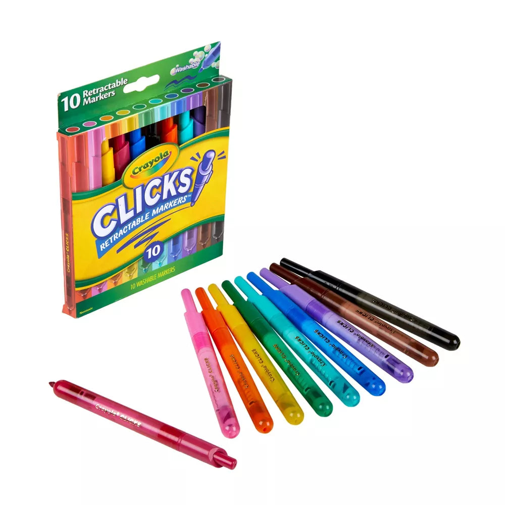 كرايولا اقلام ماركر قابلة للغسل مع اطراف قابلة للسحب 10 قطع رسم و تلوين Crayola
