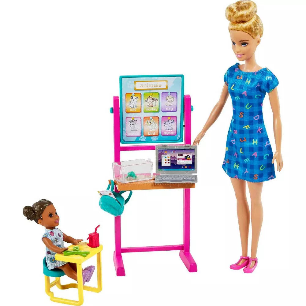 باربي دمية معلمة شقراء مع دمية صغيرة واكسسوارات دمية مع اكسسوارات Barbie