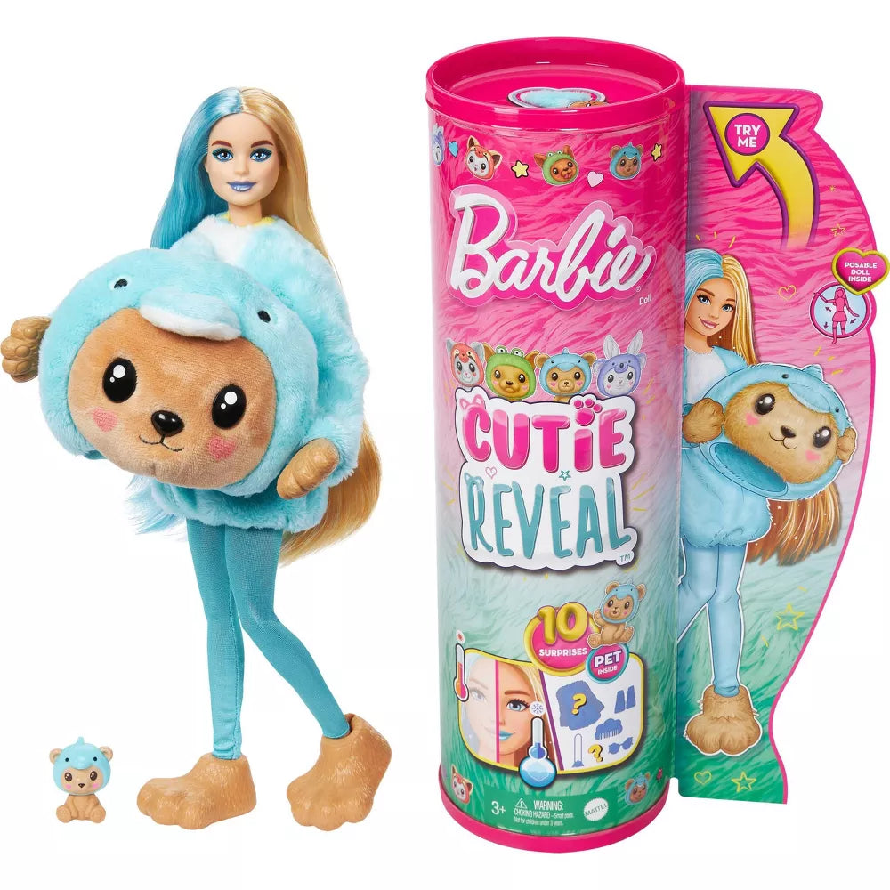 باربي دمية واكسسوارات كيوتي ريفيل الدولفين مع 10 مفاجآت دمية مع اكسسوارات Barbie