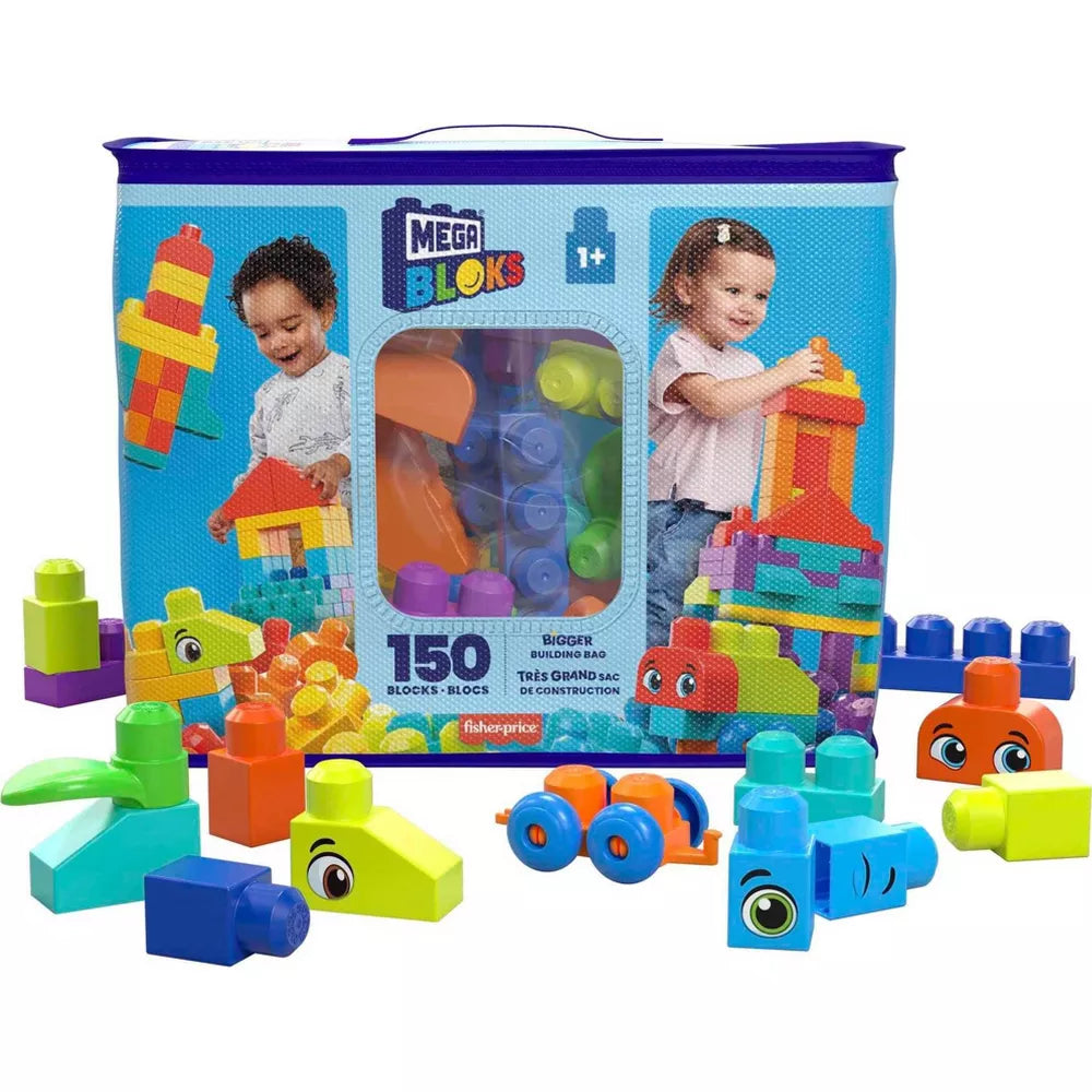 ميجا بلوكس حقيبة مكعبات البناء 150 قطعة المكعبات الكبيرة MEGA BLOKS