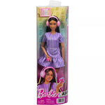 باربي دمية فاشونيستا بفستان مخطط بنفسجي دمى الشخصيات Barbie