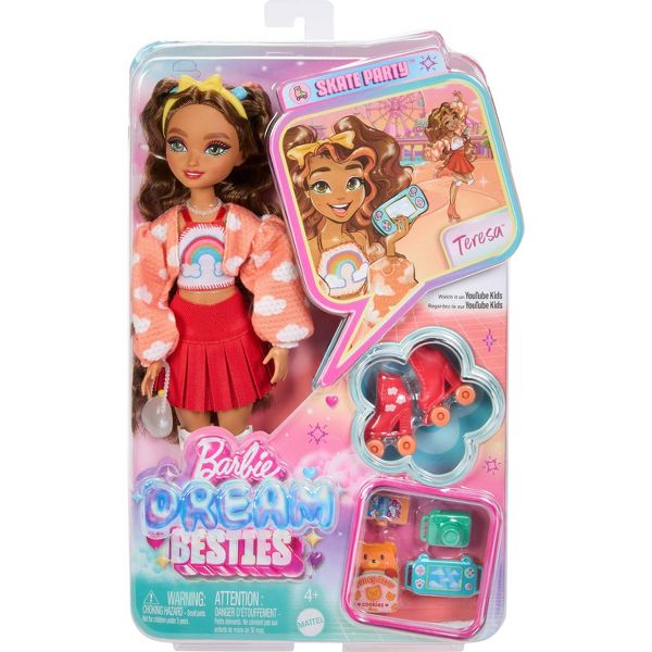 باربي دمية تيريزا بعجلات تزلج دمية مع اكسسوارات Barbie