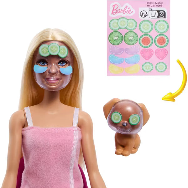 باربي دمية العناية بقناع الوجه وجلسة سبا دمية مع اكسسوارات Barbie