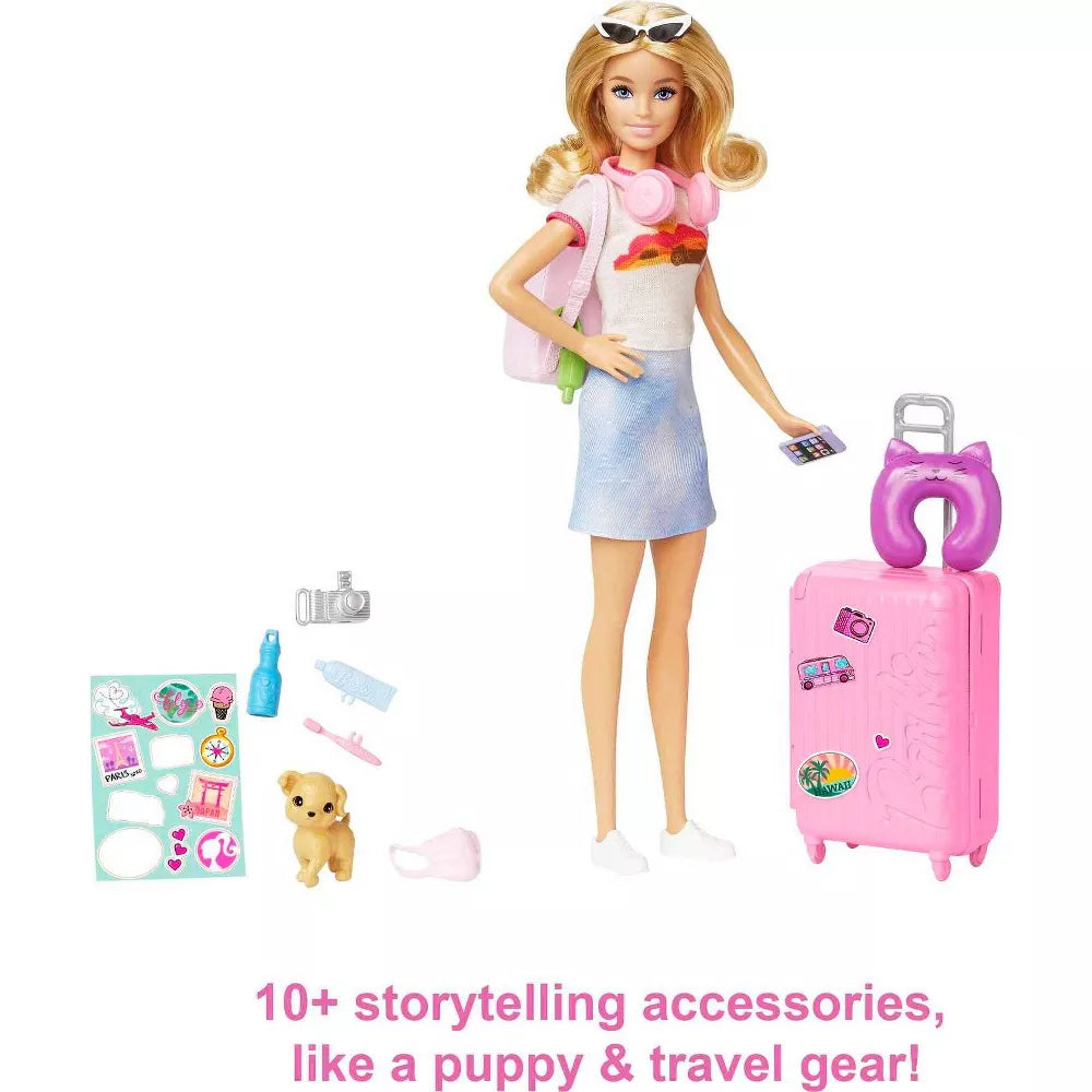باربي دمية واكسسوارات السفر ماليبو مع جرو دمية مع اكسسوارات Barbie