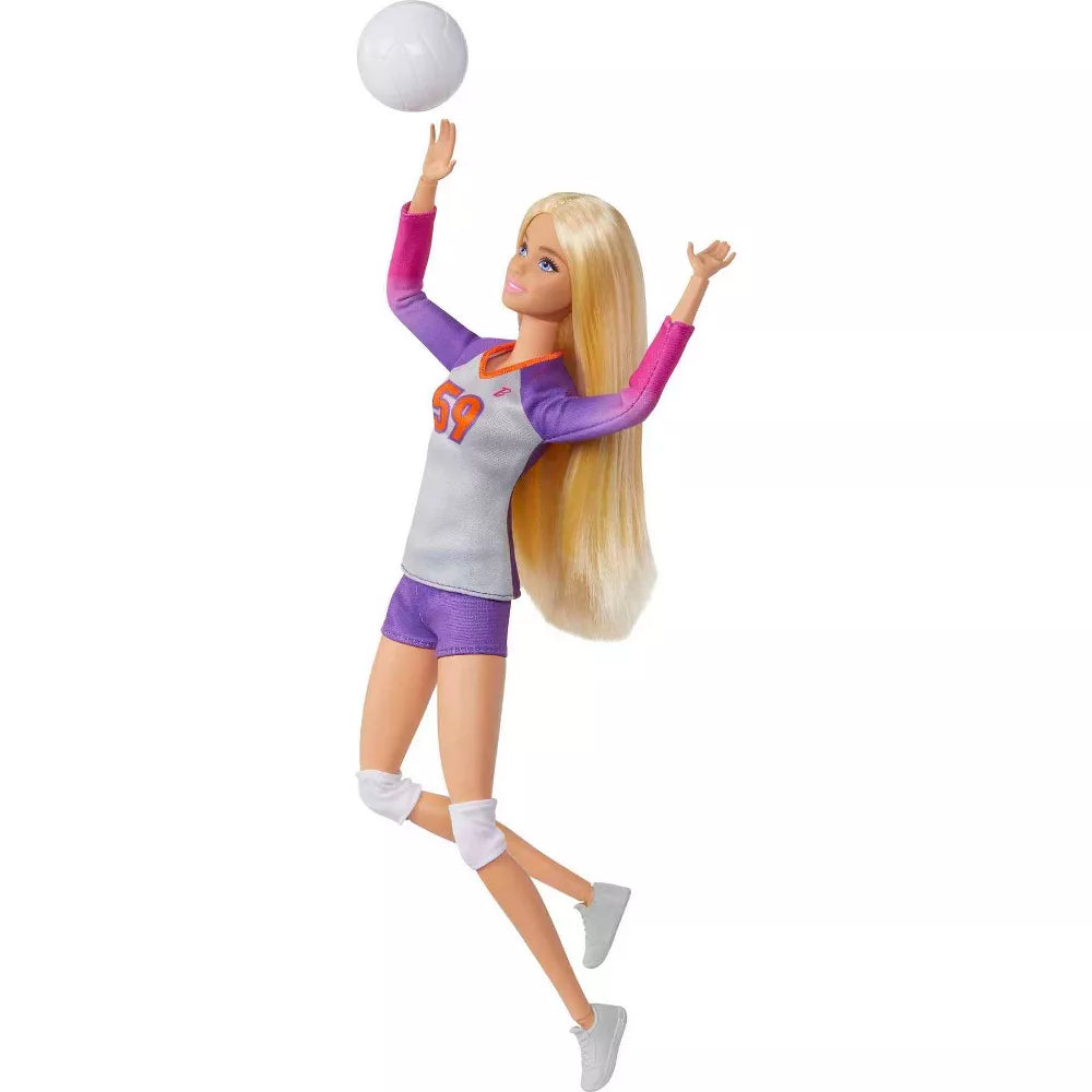 باربي دمية باربي رياضية مفصلية كرة طائرة دمية مع اكسسوارات Barbie