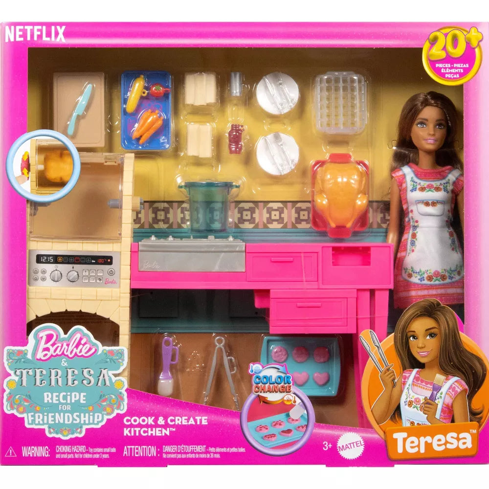 باربي دمية مع العاب مطبخ دمية مع اكسسوارات Barbie