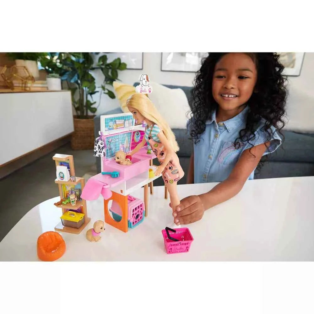 باربي دمية ومتجر مع 4 حيوانات اليفة وملحقات دمية مع اكسسوارات Barbie