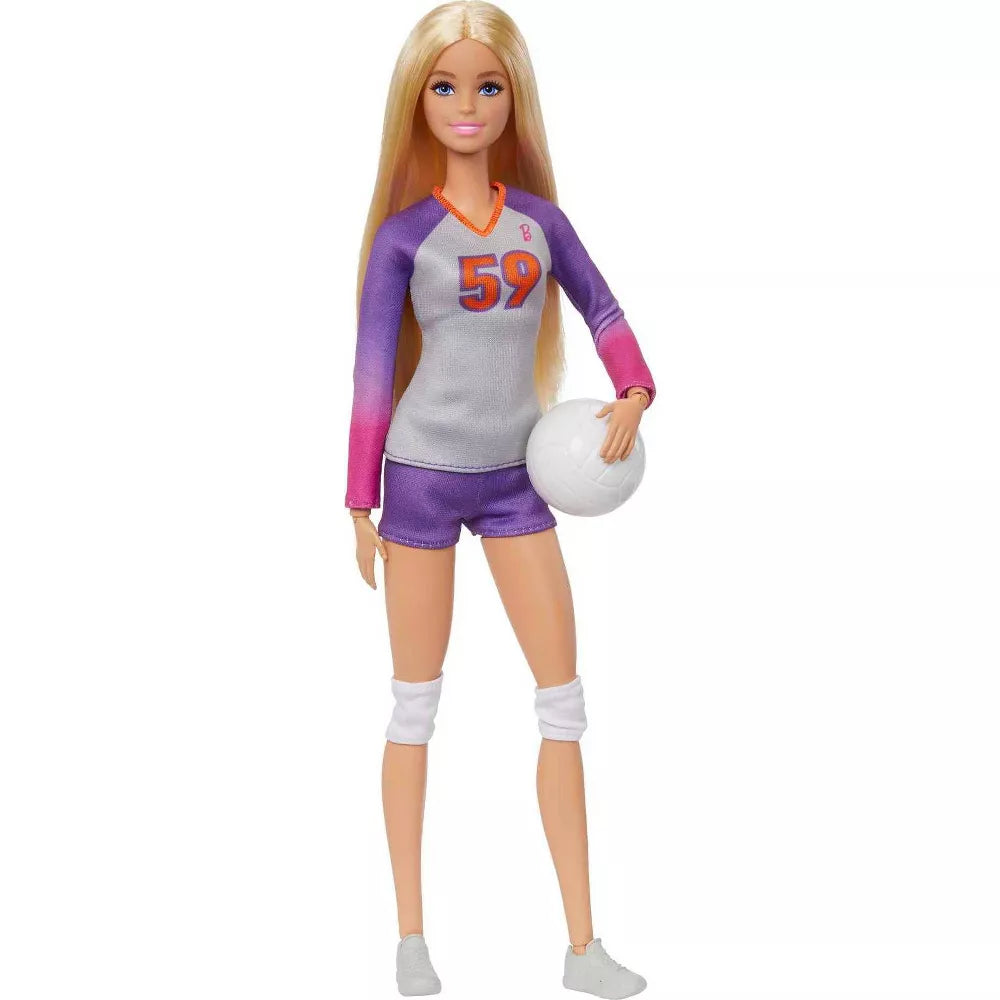 باربي دمية باربي رياضية مفصلية كرة طائرة دمية مع اكسسوارات Barbie