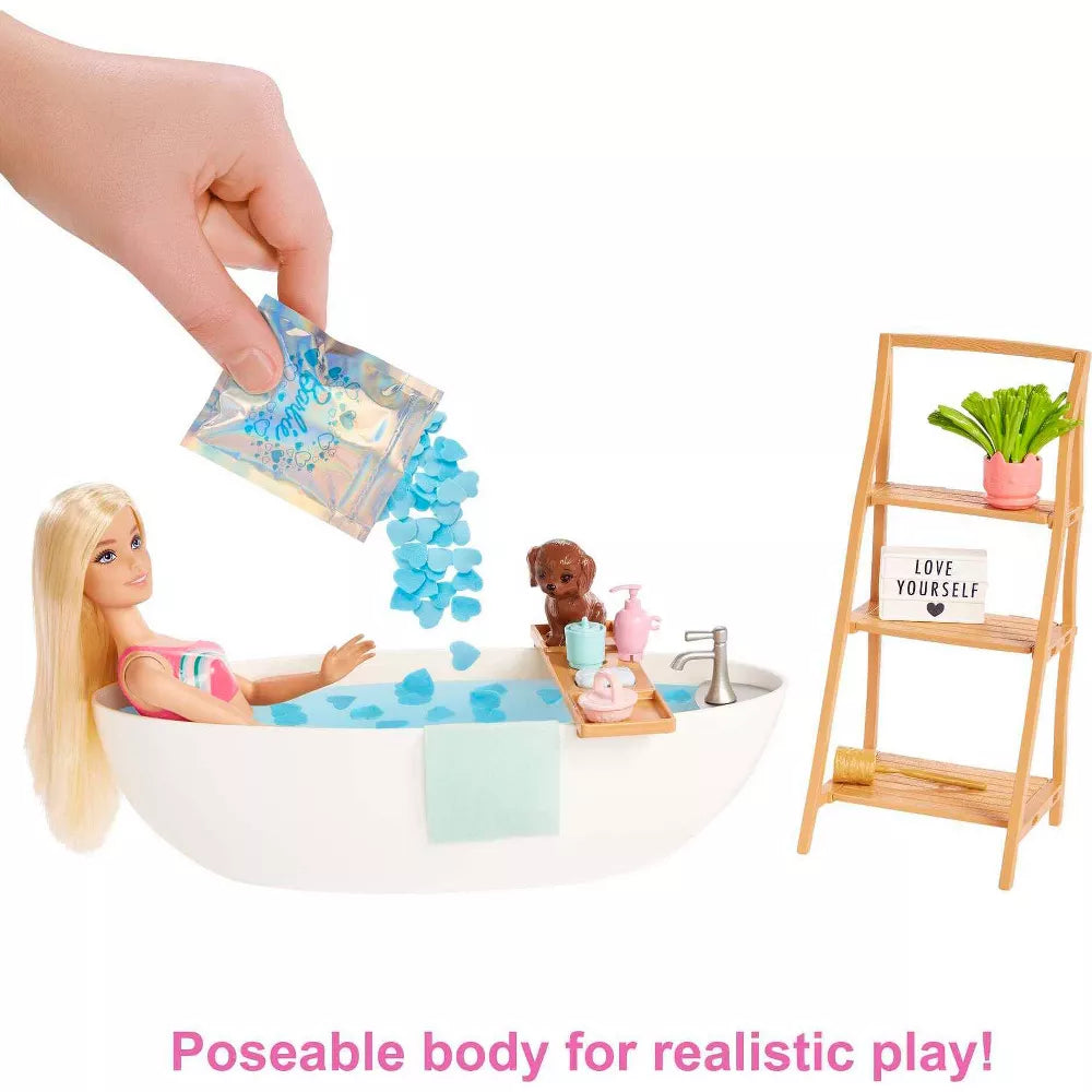 باربي دمية مع حوض استحمام و جرو دمية مع اكسسوارات Barbie
