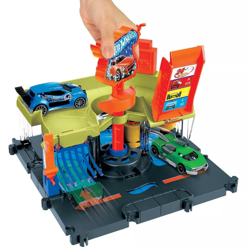 هوت ويلز سيارات داون تاون اكسبريس لغسيل السيارات مركبات مع مسار HotWheels