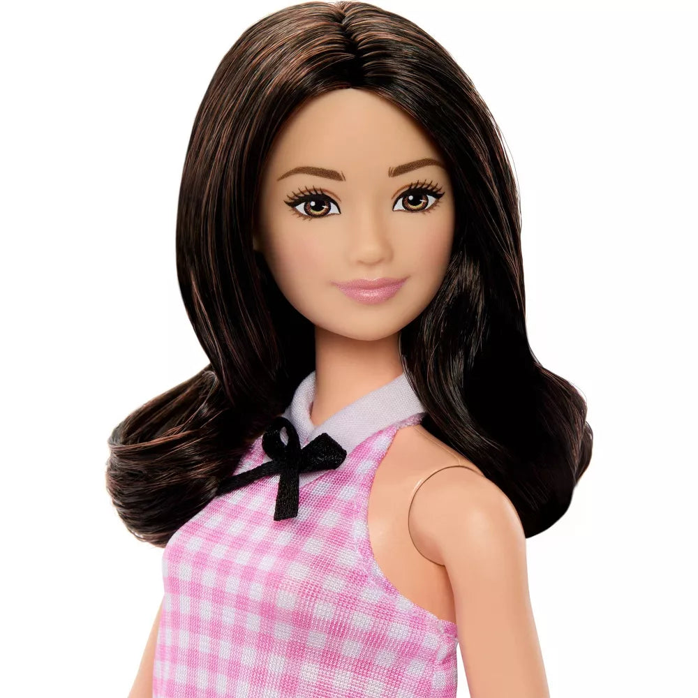 باربي دمية فاشونيستا بشعر أسود متموج وفستان دمى الشخصيات Barbie