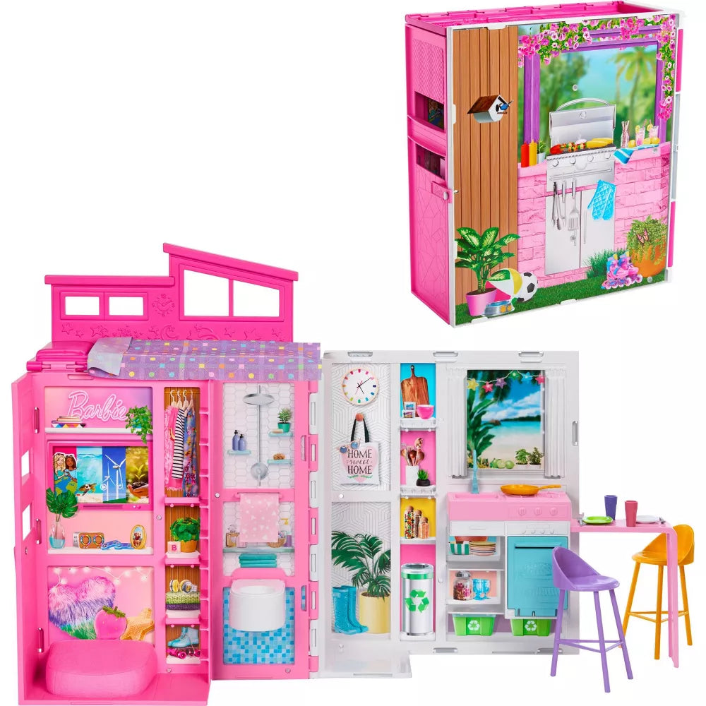 باربي بيت الهروب 4 مناطق و 11 ملحق بيوت الدمى Barbie